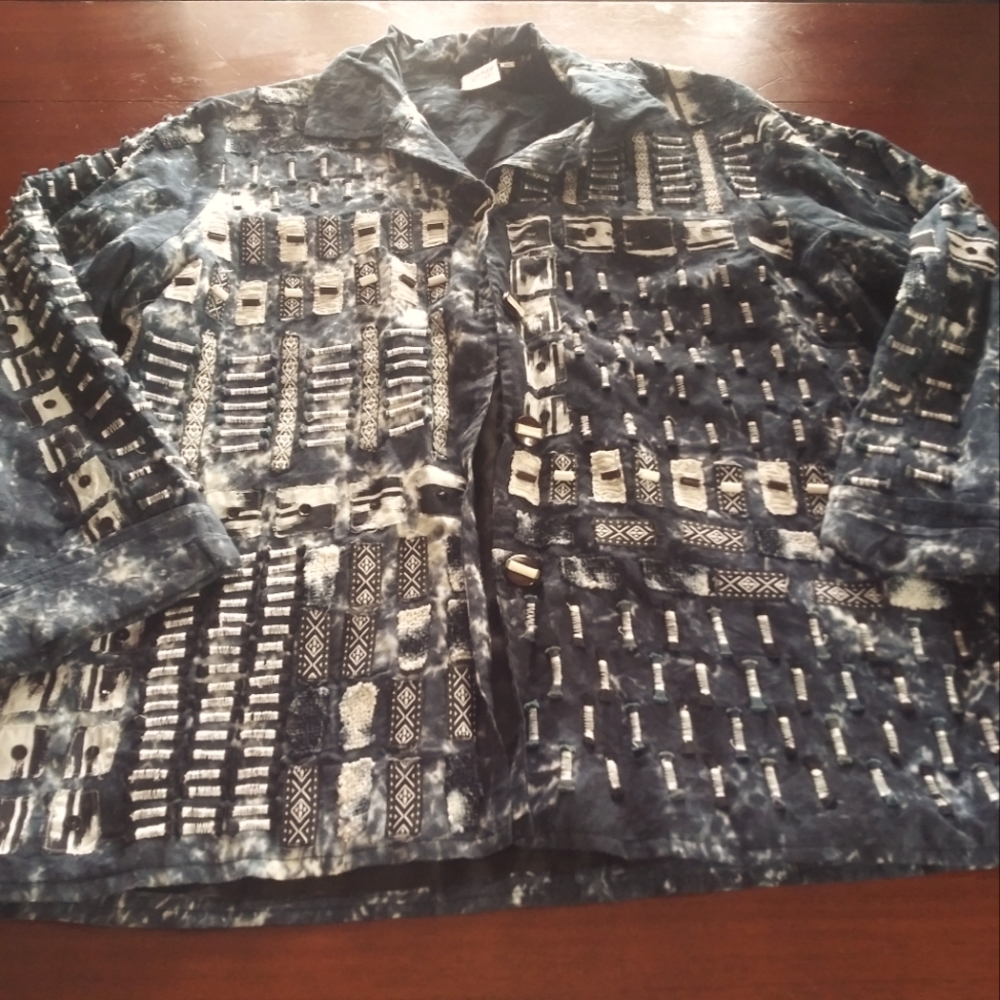 Parsley and Sage Hippie Blue Button Jacket Size XL